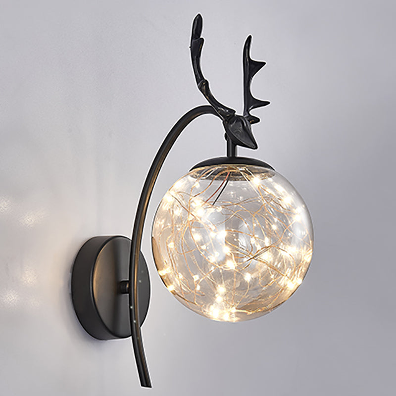 1 Light Spherical Wall Lights Modern Style Glass Wall Lighting Fixtures