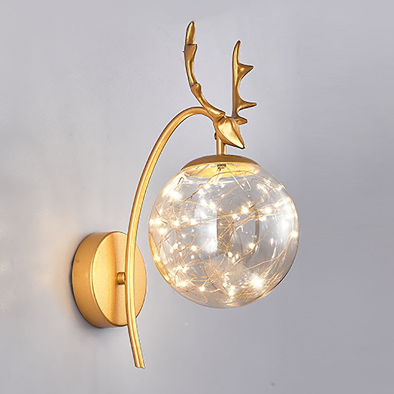 1 Light Spherical Wall Lights Modern Style Glass Wall Lighting Fixtures