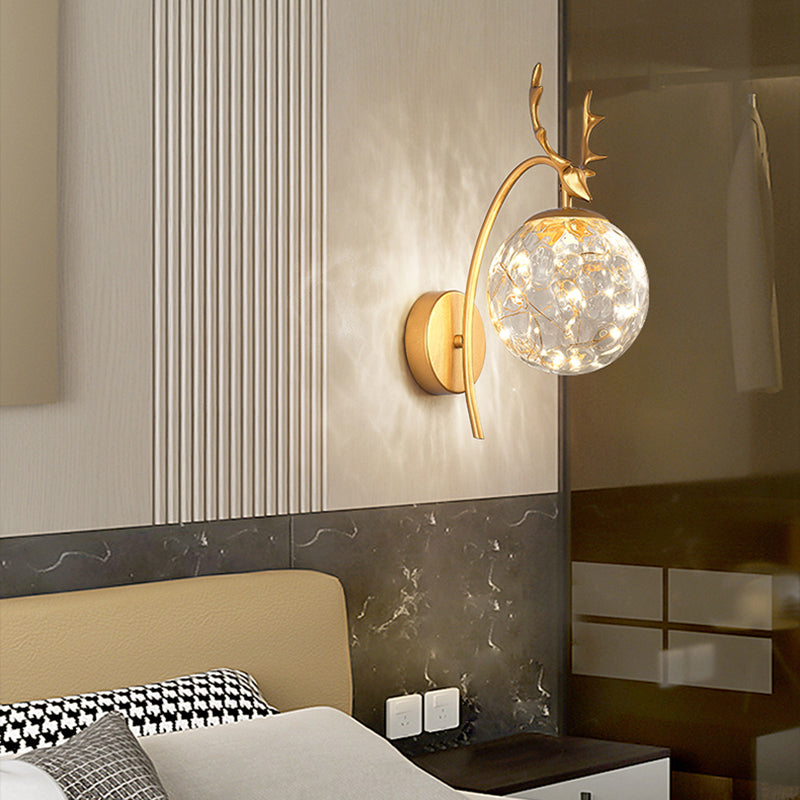 1 Light Spherical Wall Lights Modern Style Glass Wall Lighting Fixtures