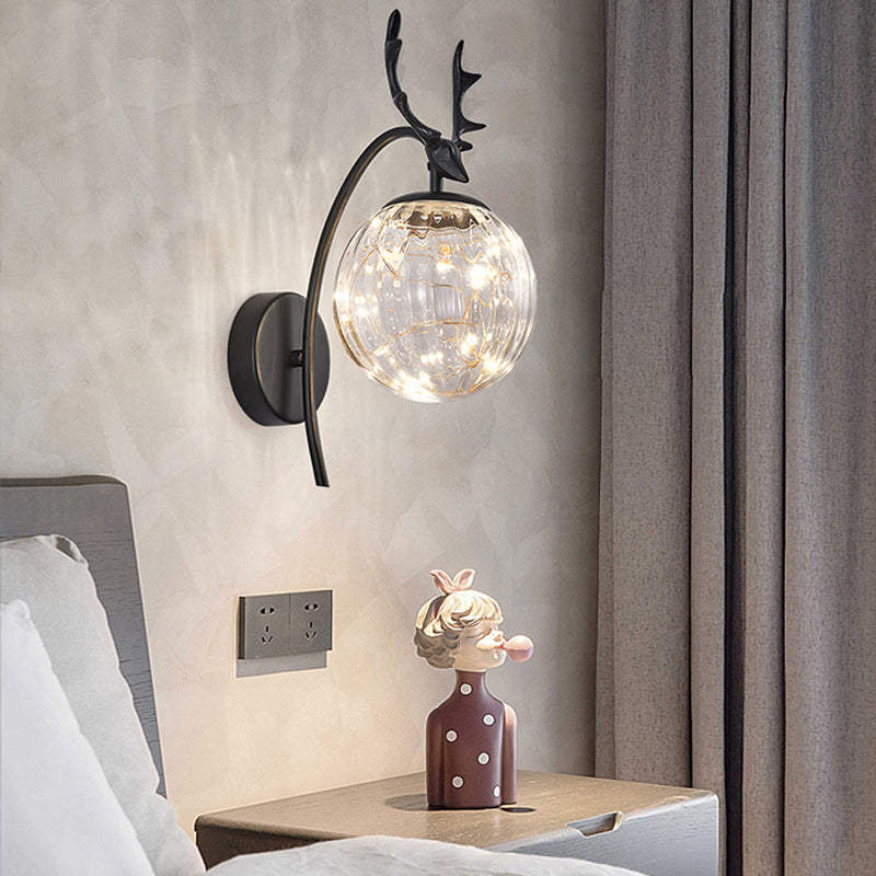 1 Light Spherical Wall Lights Modern Style Glass Wall Lighting Fixtures