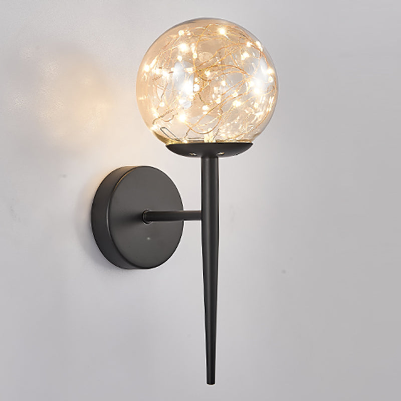 1 Light Spherical Wall Lights Modern Style Glass Wall Lighting Fixtures