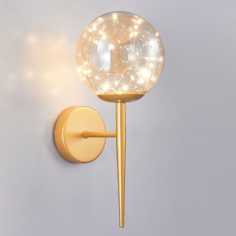 1 Light Spherical Wall Lights Modern Style Glass Wall Lighting Fixtures