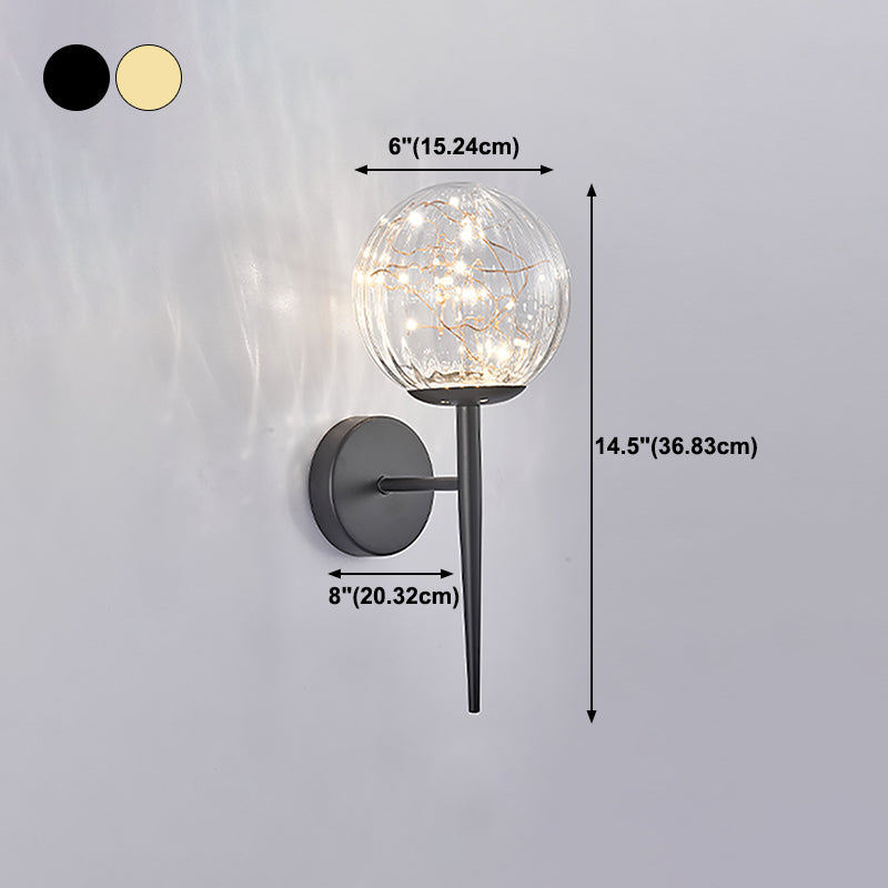 1 Light Spherical Wall Lights Modern Style Glass Wall Lighting Fixtures