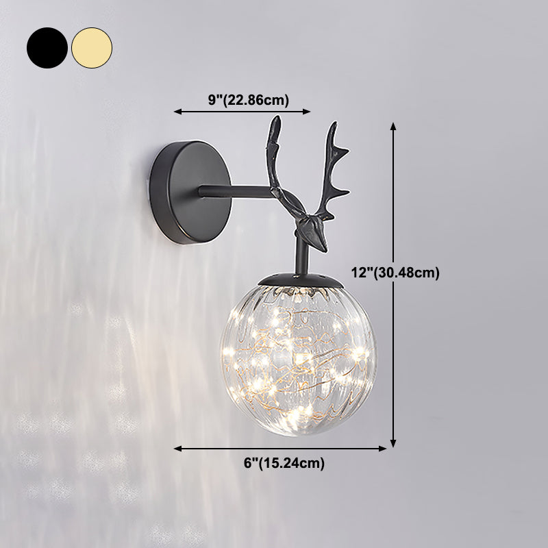 1 Light Spherical Wall Lights Modern Style Glass Wall Lighting Fixtures
