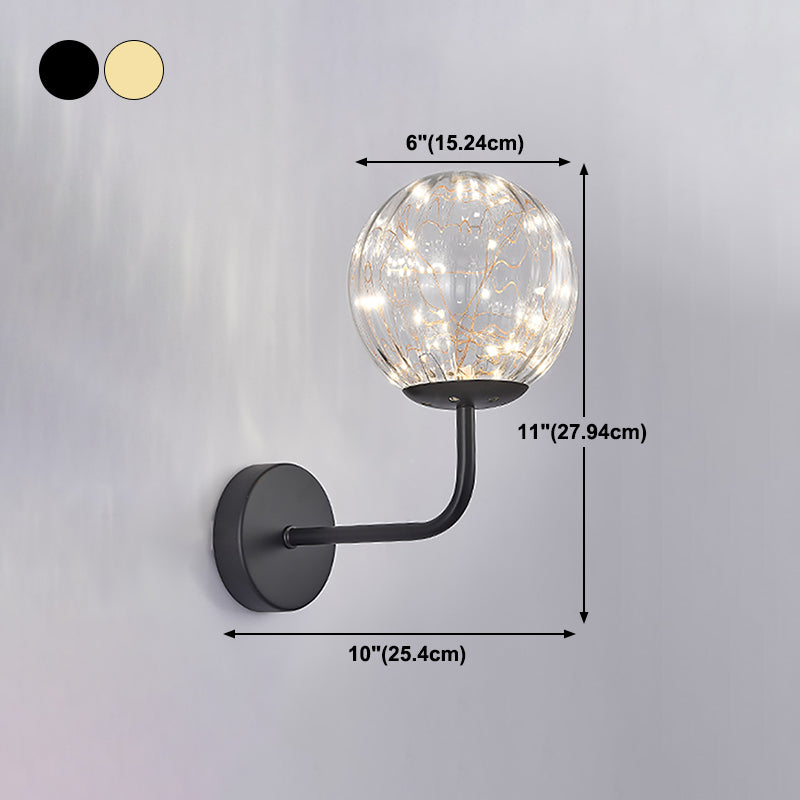 1 Light Spherical Wall Lights Modern Style Glass Wall Lighting Fixtures