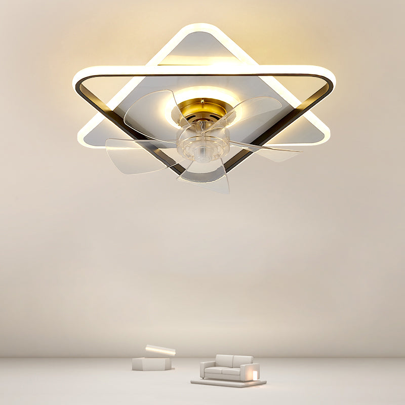 3-Lights Modern LED Fan Light Metal Geometric Flush Mount Light for Living Room