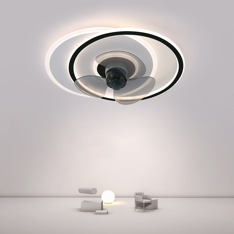 3-Lights Modern LED Fan Light Metal Geometric Flush Mount Light for Living Room
