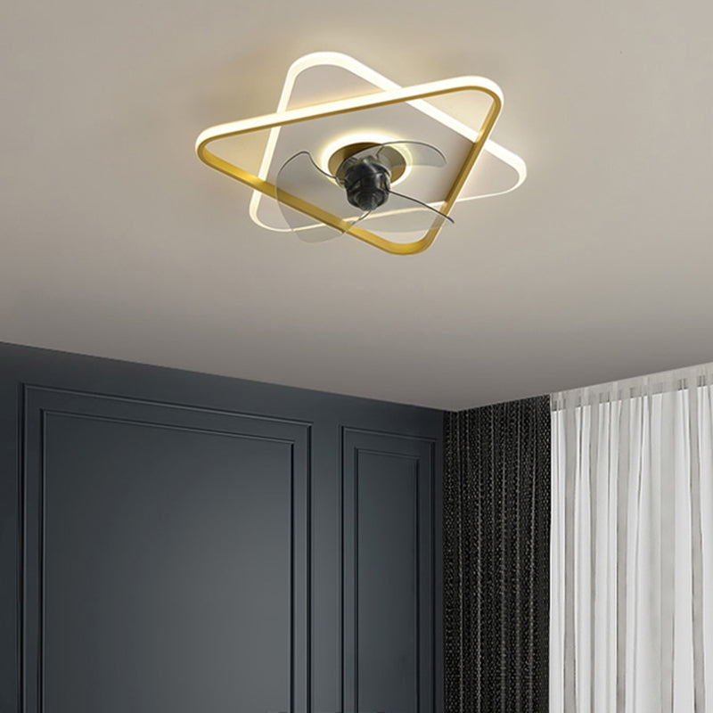 3-Lights Modern LED Fan Light Metal Geometric Flush Mount Light for Living Room