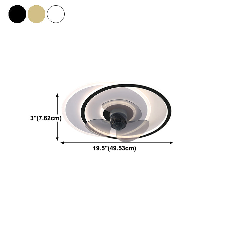 3-Lights Modern LED Fan Light Metal Geometric Flush Mount Light for Living Room