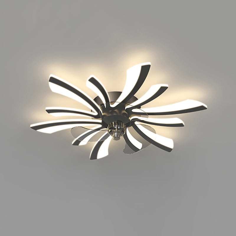 Modern LED Ceiling Fan Light Simple Ceiling Mount Lamp with Acrylic Shade for Bedroom