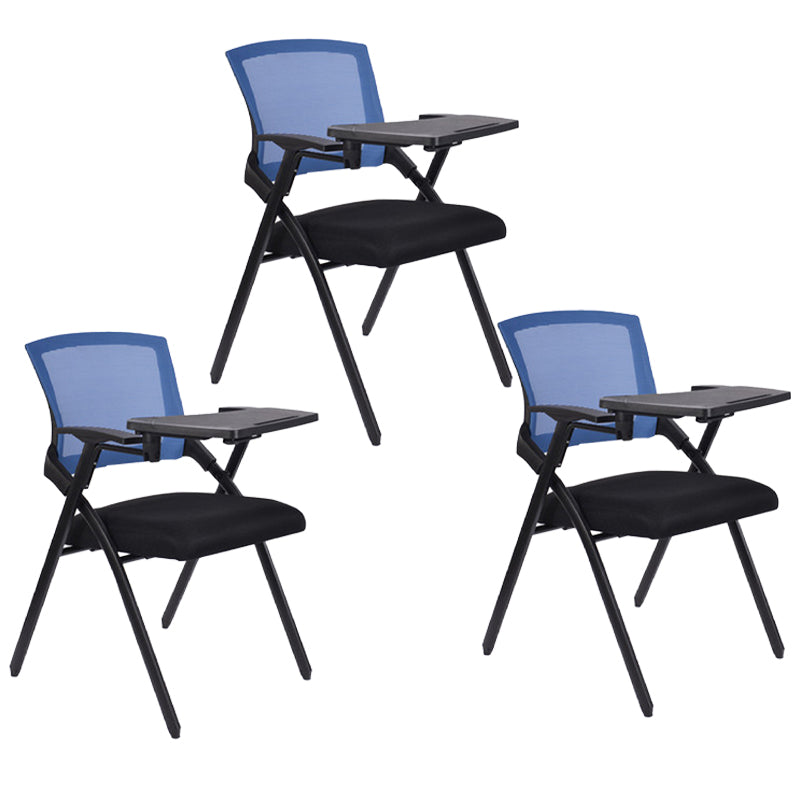Modern Folding Conference Chair Black Frame and Seat Chair with Fixed Arms