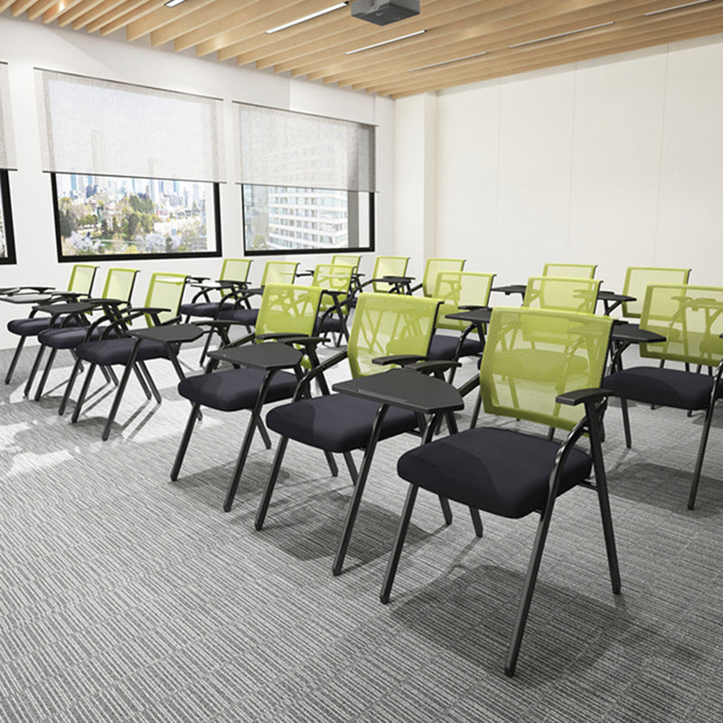 Modern Folding Conference Chair Black Frame and Seat Chair with Fixed Arms