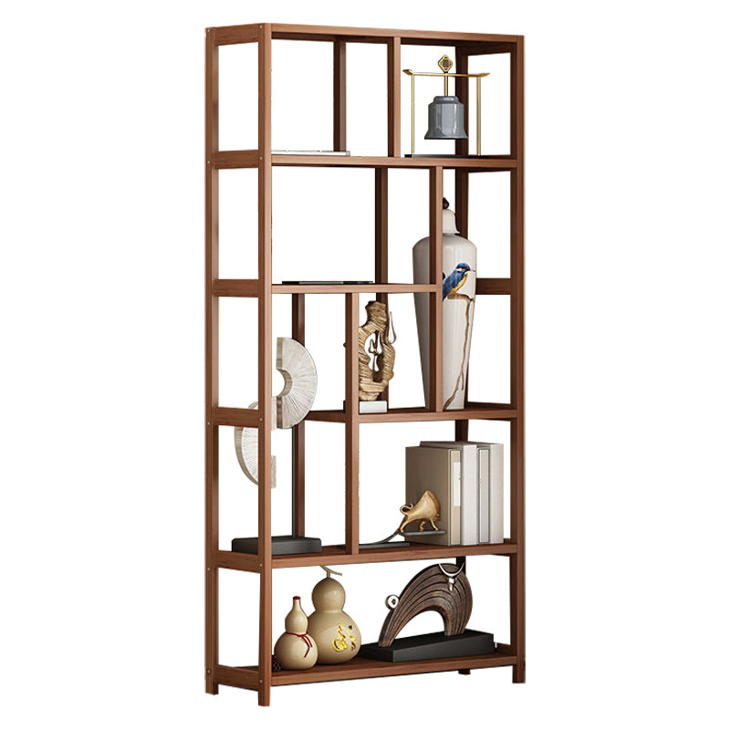 Etagere Shelf Bookcase Brown Vertical Bookshelf for Home Office