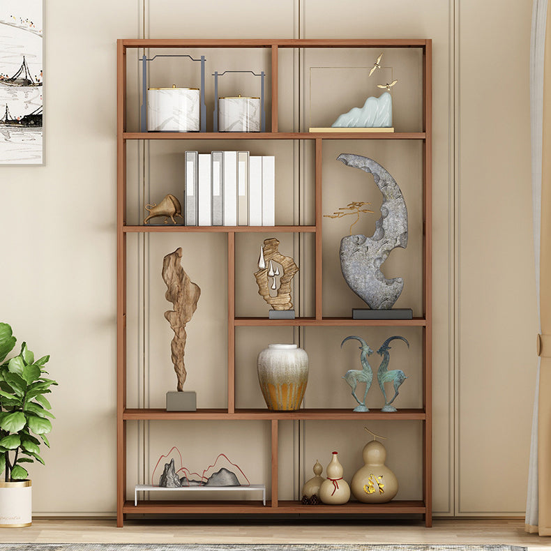 Etagere Shelf Bookcase Brown Vertical Bookshelf for Home Office