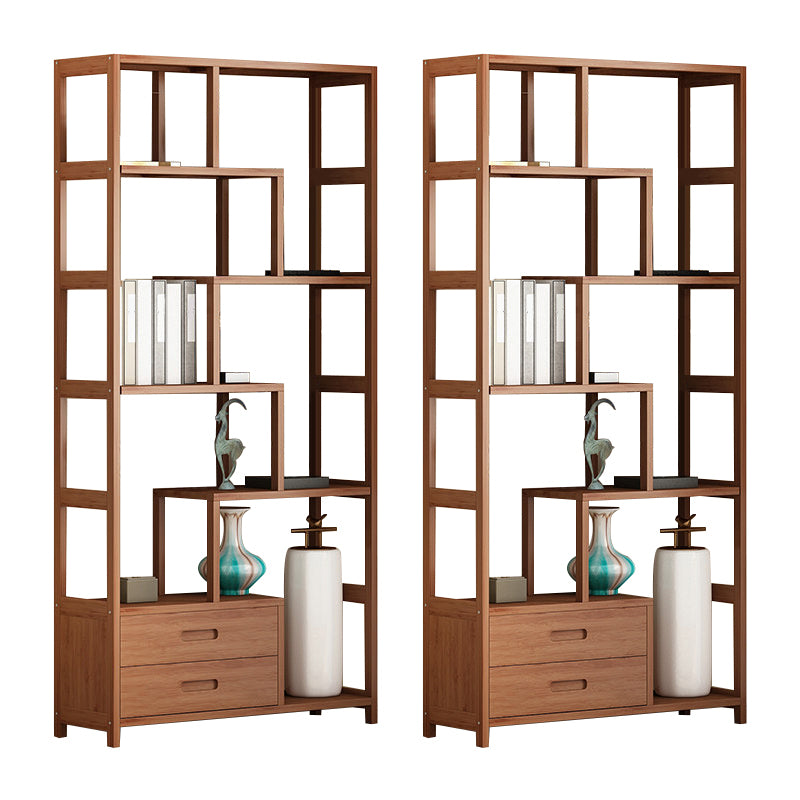Etagere Shelf Bookcase Brown Vertical Bookshelf for Home Office