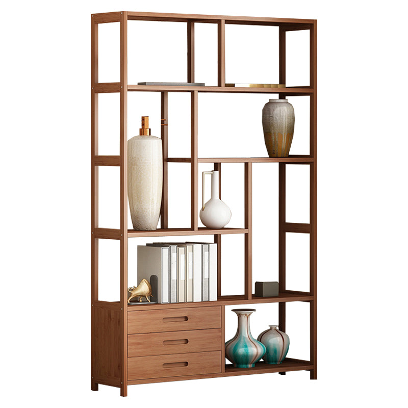 Etagere Shelf Bookcase Brown Vertical Bookshelf for Home Office