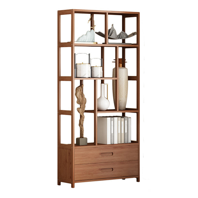 Etagere Shelf Bookcase Brown Vertical Bookshelf for Home Office