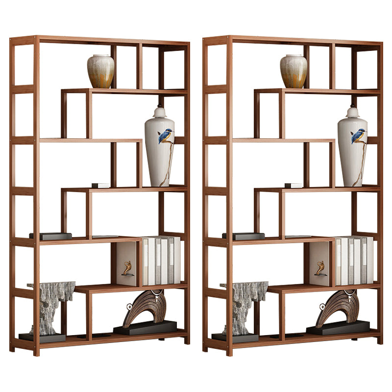 Etagere Shelf Bookcase Brown Vertical Bookshelf for Home Office