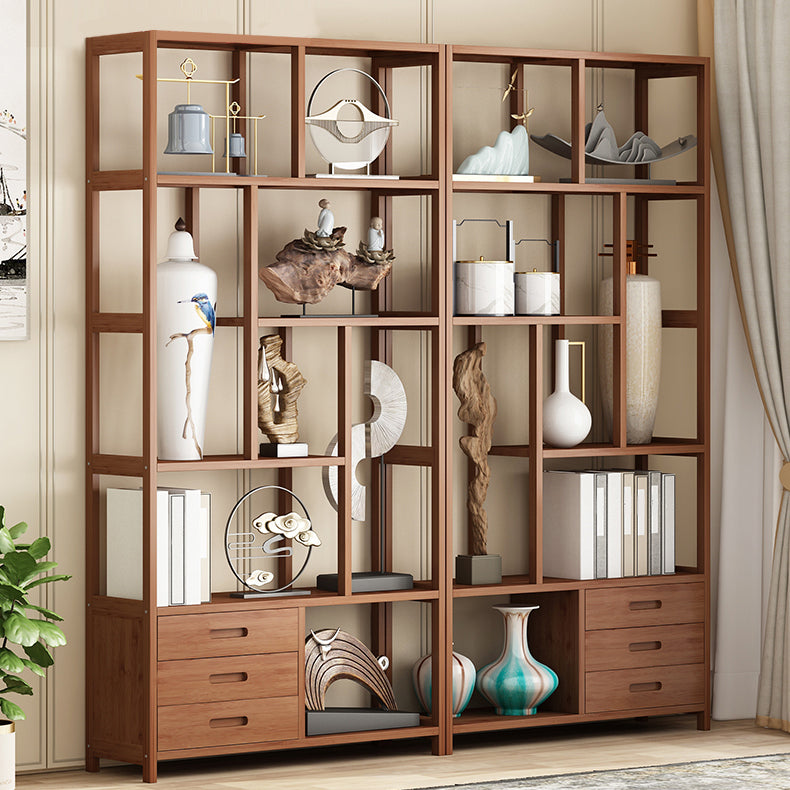 Etagere Shelf Bookcase Brown Vertical Bookshelf for Home Office