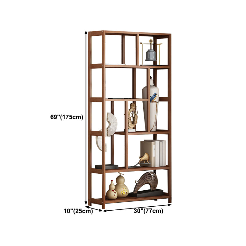 Etagere Shelf Bookcase Brown Vertical Bookshelf for Home Office