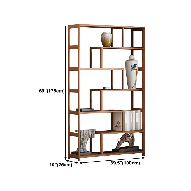Etagere Shelf Bookcase Brown Vertical Bookshelf for Home Office