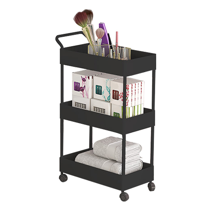 Rectangular Open Bookcase Modern Metal Bookshelf with Casters