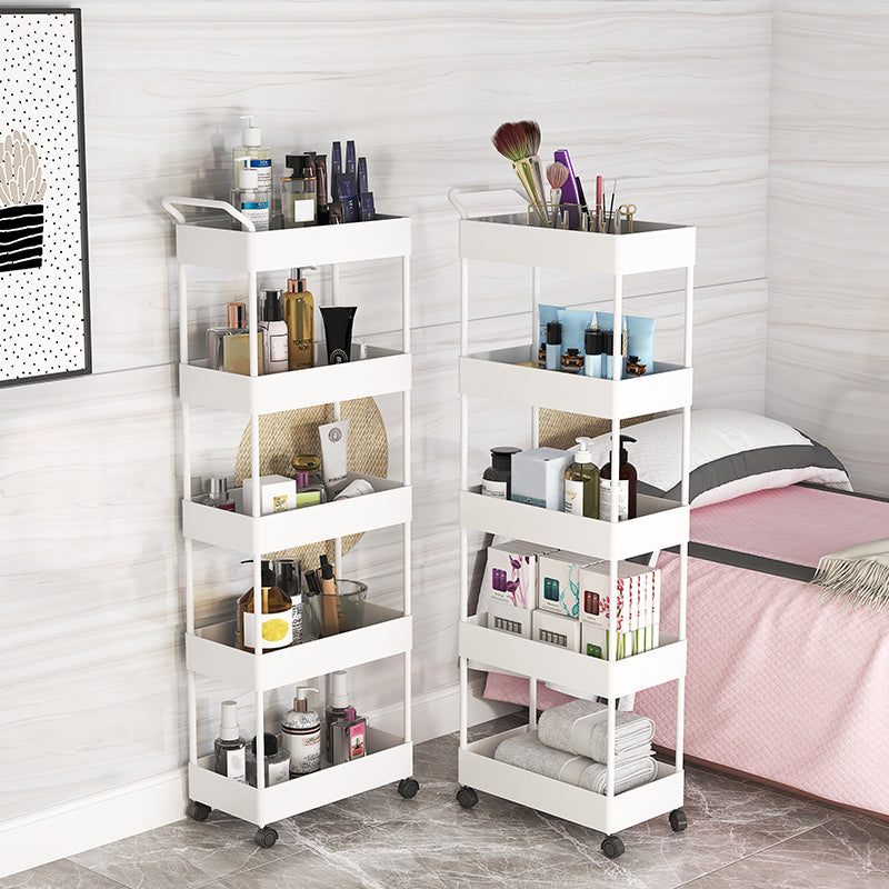 Rectangular Open Bookcase Modern Metal Bookshelf with Casters