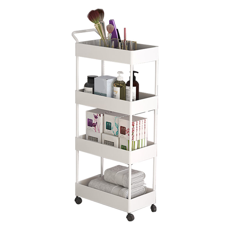 Rectangular Open Bookcase Modern Metal Bookshelf with Casters