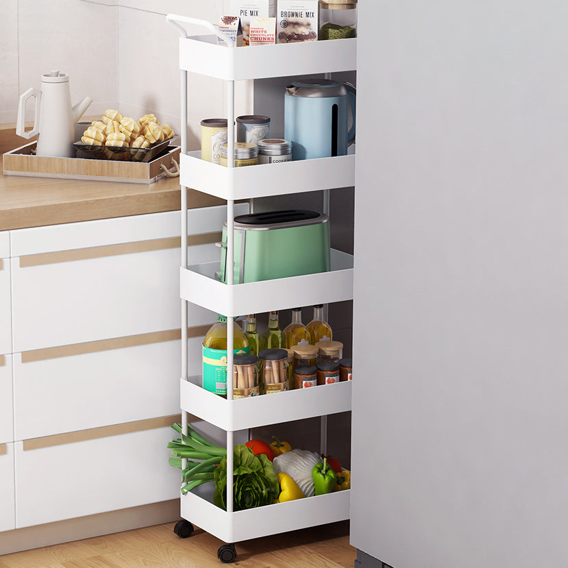 Rectangular Open Bookcase Modern Metal Bookshelf with Casters