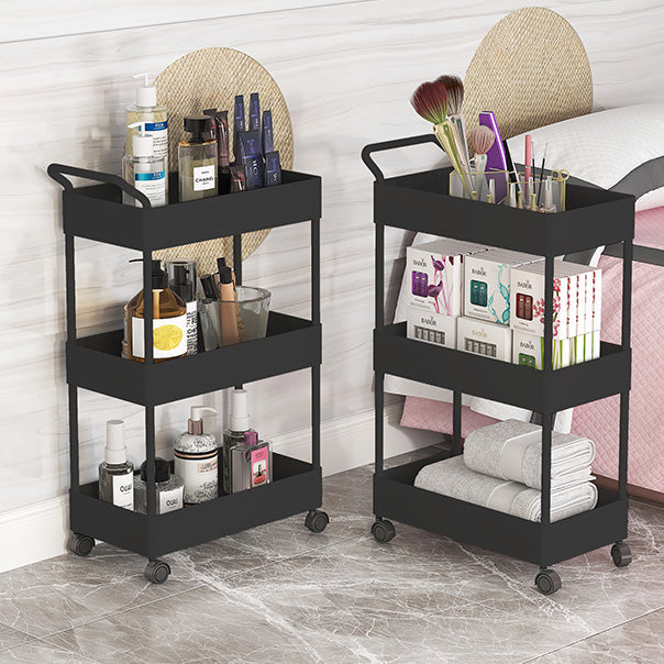 Rectangular Open Bookcase Modern Metal Bookshelf with Casters