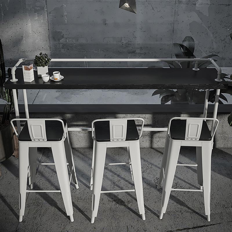 Industrial Rectangle Wood Bar Table 42-inch Height Water Pipe Pedestal Bistro Table