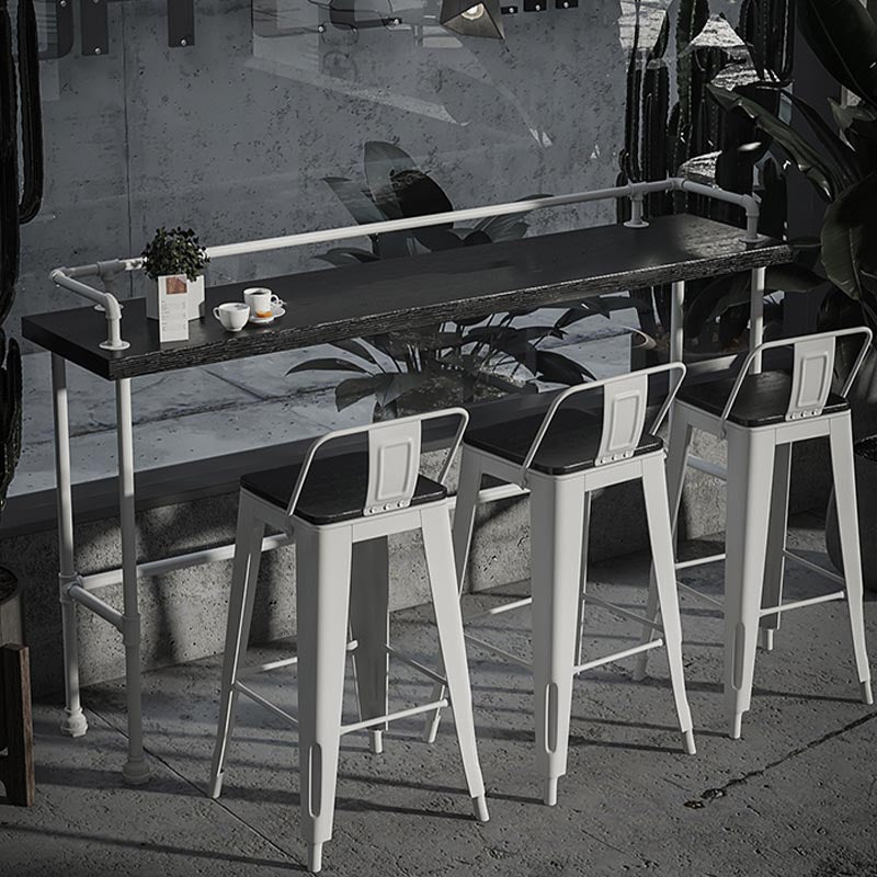 Industrial Rectangle Wood Bar Table 42-inch Height Water Pipe Pedestal Bistro Table