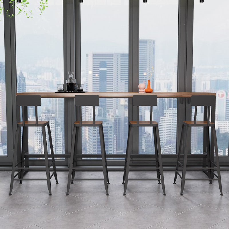 Rectangle Pine Wood Counter Table Industrial Bar Table for Dining Room