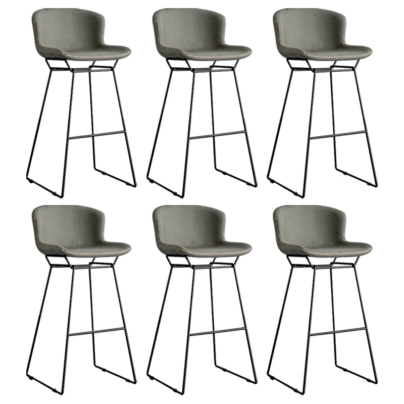 Industrial Iron Barstool Distressed Low Back Indoor Tall Stool with Faux Leather Seat