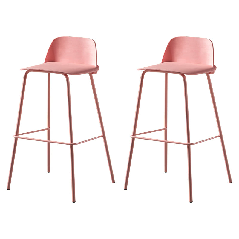 Modern Backrest Armless Counter Stool Iron Bar Stool with Plastic Cushion