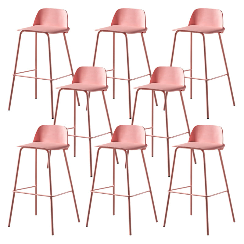 Modern Backrest Armless Counter Stool Iron Bar Stool with Plastic Cushion