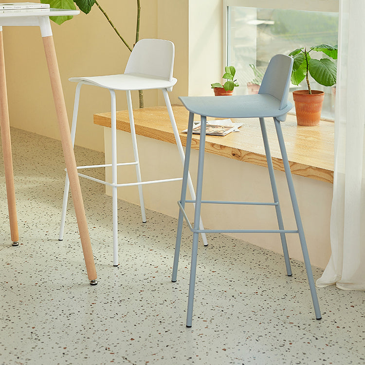 Modern Backrest Armless Counter Stool Iron Bar Stool with Plastic Cushion