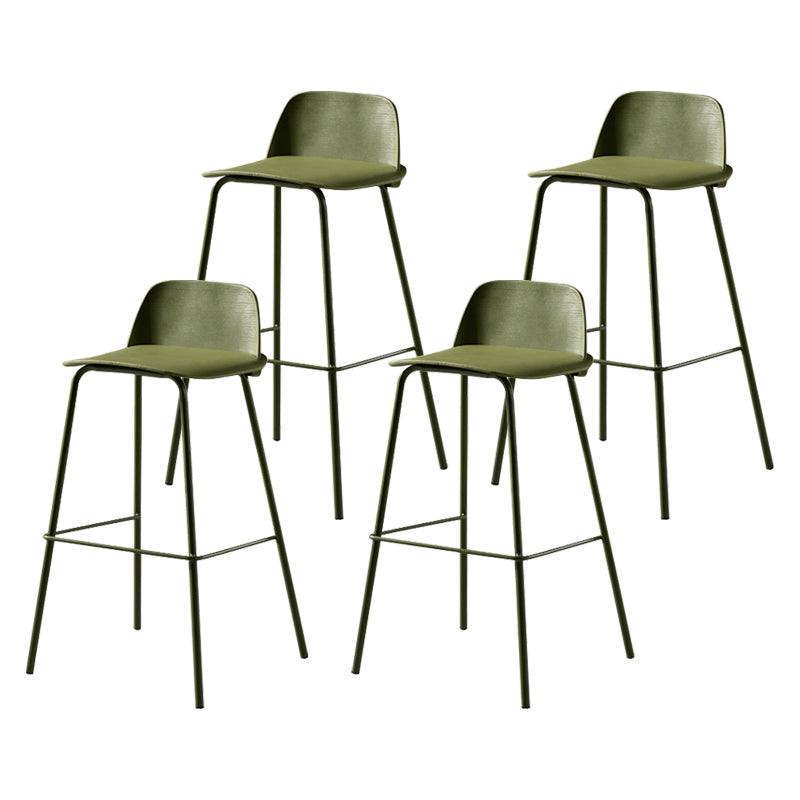 Modern Backrest Armless Counter Stool Iron Bar Stool with Plastic Cushion