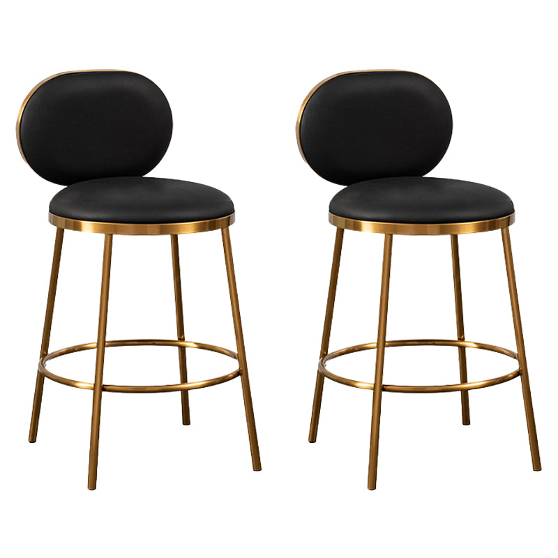 Nordic Glam Bar-stool PU Leather Counter Bar Stool with Metal Legs