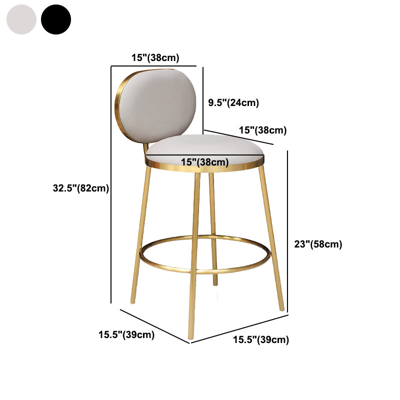 Nordic Glam Bar-stool PU Leather Counter Bar Stool with Metal Legs