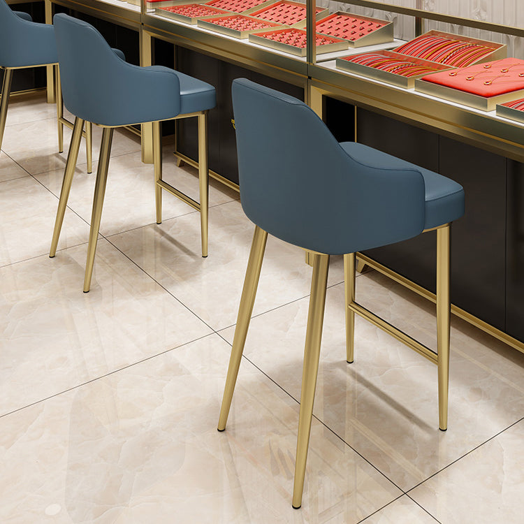 Nordic Glam Bar-stool PU Leather Counter Bar Stool with Metal Legs