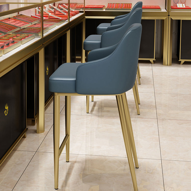 Nordic Glam Bar-stool PU Leather Counter Bar Stool with Metal Legs