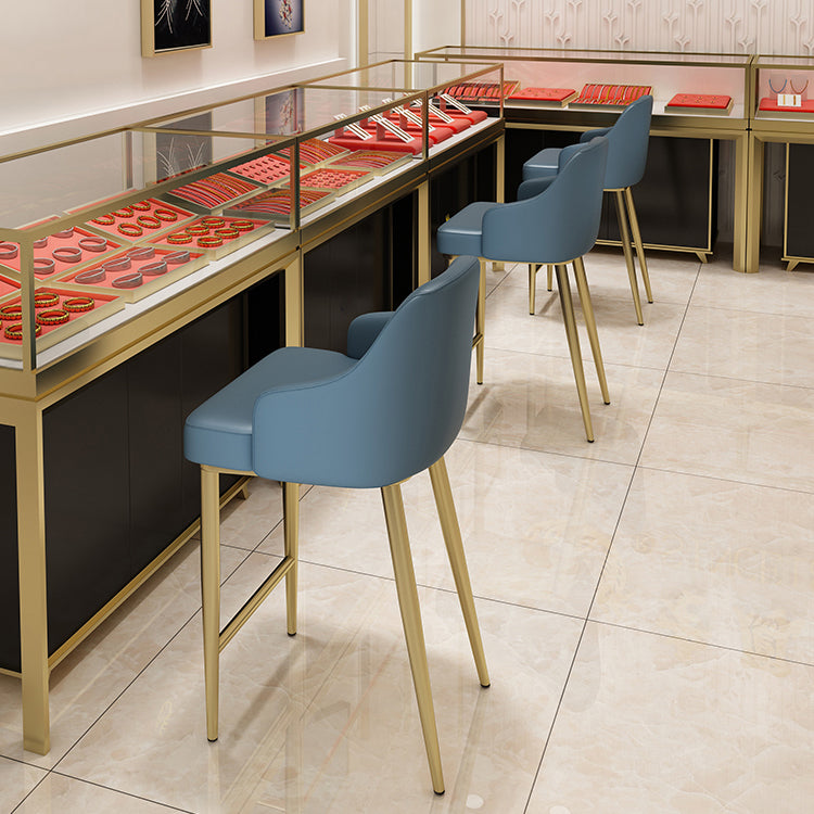 Nordic Glam Bar-stool PU Leather Counter Bar Stool with Metal Legs