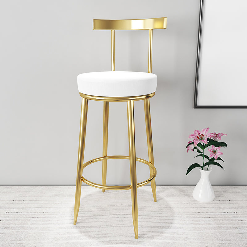 Nordic Glam Bar Stool Round Counter Bar-Stool with Metal Legs