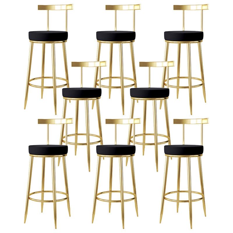 Nordic Glam Bar Stool Round Counter Bar-Stool with Metal Legs