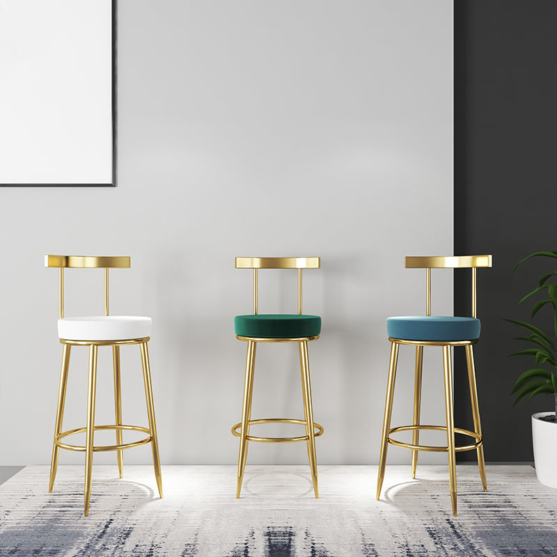 Nordic Glam Bar Stool Round Counter Bar-Stool with Metal Legs