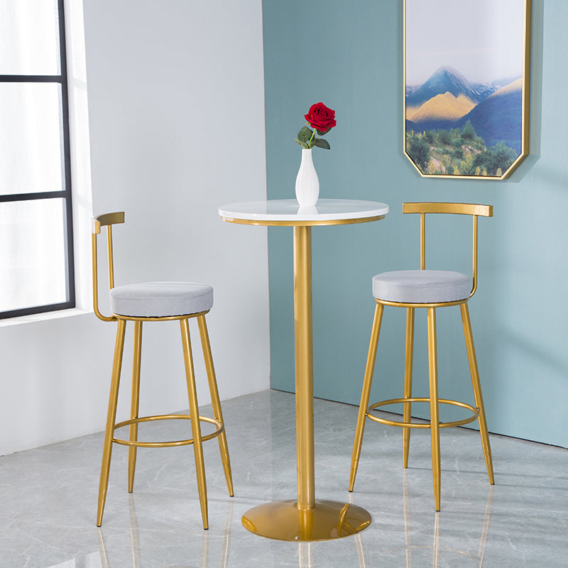 Nordic Glam Bar Stool Round Counter Bar-Stool with Metal Legs