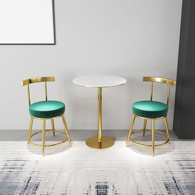 Nordic Glam Bar Stool Round Counter Bar-Stool with Metal Legs