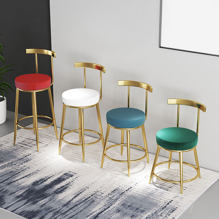 Nordic Glam Bar Stool Round Counter Bar-Stool with Metal Legs