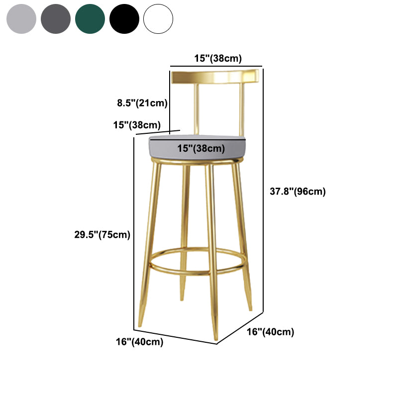 Nordic Glam Bar Stool Round Counter Bar-Stool with Metal Legs